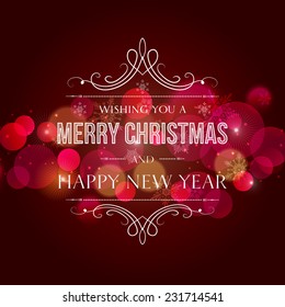 Merry Christmas greeting card with vintage frame