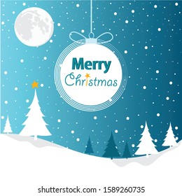 Merry Christmas Greeting Card. Winter Snowflakes Blue Background