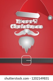 Merry Christmas greeting card,Holiday background with Santa Claus paper art.
