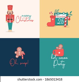 Merry Christmas greeting cards and invitations set