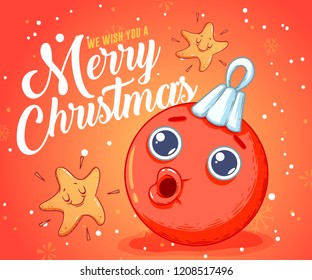 Merry Christmas greeting cards retro design. Vector illustration