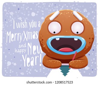Merry Christmas greeting cards retro design. Vector illustration