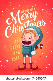 Merry Christmas greeting cards retro design. Vector illustration