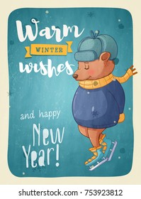 Merry Christmas greeting cards retro design. Vector illustration