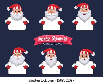 Merry Christmas greeting cards with of Santa Claus. Celebration event for Merry Christmas and New Year. Vector clipart illustration