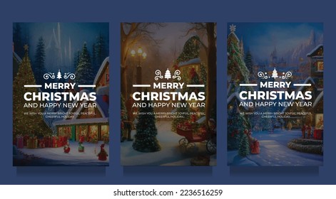 Merry Christmas Greeting Cards Set