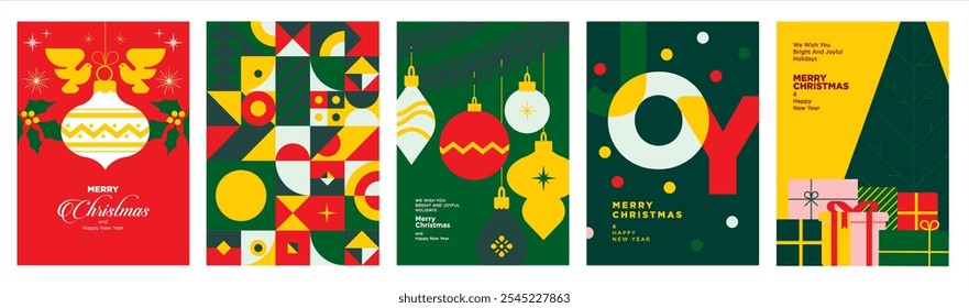 Conjunto de tarjetas de felicitación de Navidades felices