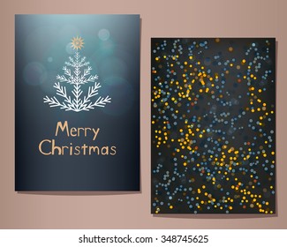 Merry Christmas greeting cards set. Vector illustration.