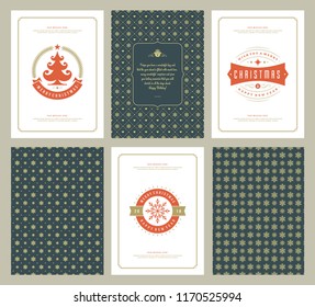 Merry Christmas greeting cards templates and patterns backgrounds, with place for Christmas holidays wish typographic design.Vector illustration.