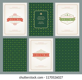 Merry Christmas greeting cards templates and patterns backgrounds, with place for Christmas holidays wish typographic design.Vector illustration.