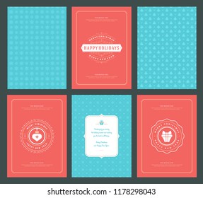 Merry Christmas greeting cards templates and patterns backgrounds, with place for Christmas holidays wish typographic design.Vector illustration.