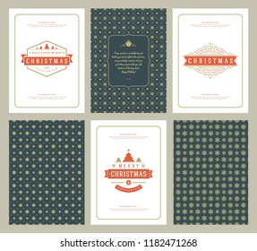 Merry Christmas greeting cards templates and patterns backgrounds, with place for Christmas holidays wish typographic design.Vector illustration.