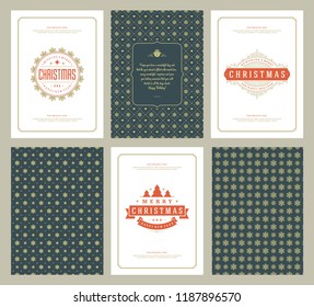 Merry Christmas greeting cards templates and patterns backgrounds, with place for Christmas holidays wish typographic design.Vector illustration.