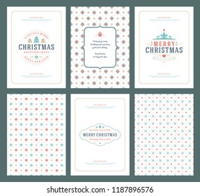 Merry Christmas greeting cards templates and patterns backgrounds, with place for Christmas holidays wish typographic design.Vector illustration.