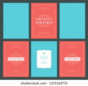 Merry Christmas greeting cards templates and patterns backgrounds, with place for Christmas holidays wish typographic design.Vector illustration.