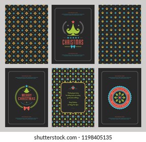 Merry Christmas greeting cards templates and patterns backgrounds, with place for Christmas holidays wish typographic design.Vector illustration.