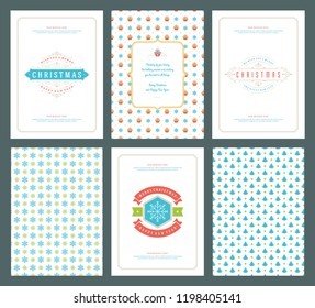 Merry Christmas greeting cards templates and patterns backgrounds, with place for Christmas holidays wish typographic design.Vector illustration.