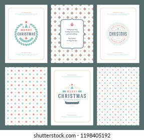 Merry Christmas greeting cards templates and patterns backgrounds, with place for Christmas holidays wish typographic design.Vector illustration.