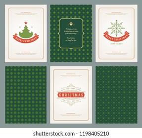 Merry Christmas greeting cards templates and patterns backgrounds, with place for Christmas holidays wish typographic design.Vector illustration.