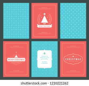 Merry Christmas greeting cards templates and patterns backgrounds, with place for Christmas holidays wish typographic design.Vector illustration.