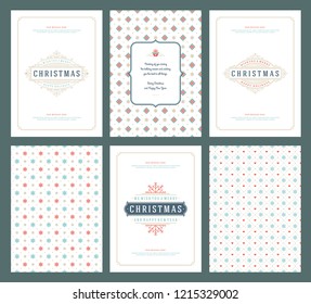 Merry Christmas greeting cards templates and patterns backgrounds. Vector illustration.