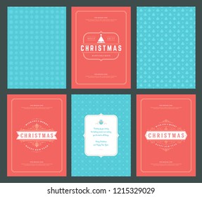 Merry Christmas greeting cards templates and patterns backgrounds. Vector illustration.