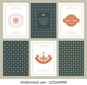 Merry Christmas greeting cards templates and patterns backgrounds, with place for Christmas holidays wish typographic design.Vector illustration.