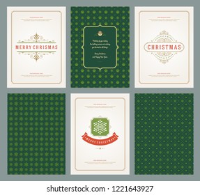 Merry Christmas greeting cards templates and patterns backgrounds, with place for Christmas holidays wish typographic design.Vector illustration.