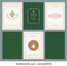 Merry Christmas greeting cards templates and patterns backgrounds, with place for Christmas holidays wish typographic design.Vector illustration.