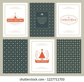 Merry Christmas greeting cards templates and patterns backgrounds, with place for Christmas holidays wish typographic design.Vector illustration.