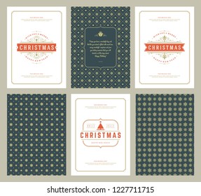 Merry Christmas greeting cards templates and patterns backgrounds, with place for Christmas holidays wish typographic design.Vector illustration.