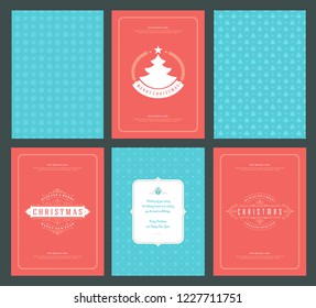 Merry Christmas greeting cards templates and patterns backgrounds, with place for Christmas holidays wish typographic design.Vector illustration.