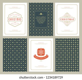 Merry Christmas greeting cards templates and patterns backgrounds, with place for Christmas holidays wish typographic design.Vector illustration.
