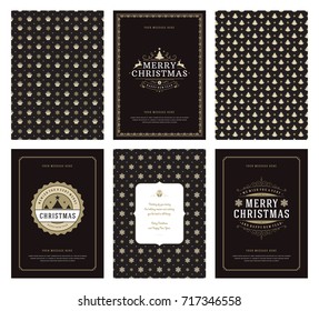 Merry Christmas greeting cards templates and patterns backgrounds, with place for Christmas holidays wish typographic design.Vector illustration.