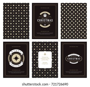 Merry Christmas greeting cards templates and patterns backgrounds, with place for Christmas holidays wish typographic design.Vector illustration.
