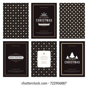 Merry Christmas greeting cards templates and patterns backgrounds, with place for Christmas holidays wish typographic design.Vector illustration.