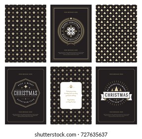 Merry Christmas greeting cards templates and patterns backgrounds, with place for Christmas holidays wish typographic design.Vector illustration.