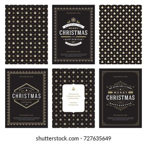 Merry Christmas greeting cards templates and patterns backgrounds, with place for Christmas holidays wish typographic design.Vector illustration.