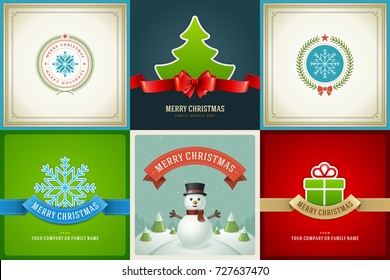 Merry Christmas greeting cards templates and backgrounds design. Vector illustration.