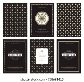 Merry Christmas greeting cards templates and golden patterns backgrounds, with place for Christmas holidays wish typographic design.Vector illustration. Merry Christmas greeting cards templates and golden patterns backgrounds, with place for Christmas holidays wish typographic design.Vector illustration.