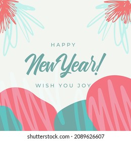 Merry Christmas greeting cards. Trendy abstract square Winter Holidays art templates. New year joyful season greeting cards. For social media post, mobile apps, banner design and webinternet ads.