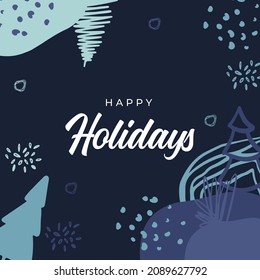 Merry Christmas greeting cards. Trendy abstract square Winter Holidays art templates. New year joyful season greeting cards. For social media post, mobile apps, banner design and webinternet ads.