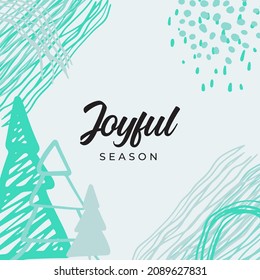Merry Christmas greeting cards. Trendy abstract square Winter Holidays art templates. New year joyful season greeting cards. For social media post, mobile apps, banner design and webinternet ads.