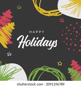 Merry Christmas greeting cards. Trendy abstract square Winter Holidays art templates. New year joyful season greeting cards. For social media post, mobile apps, banner design and internet ads