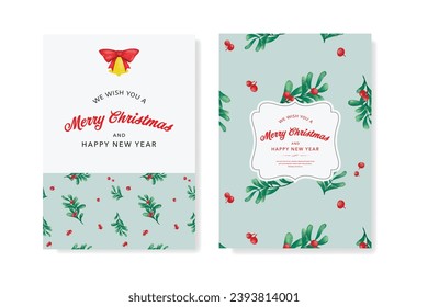 Merry Christmas greeting cards. Trendy Winter Holidays art pattern templates. Christmas design trends go beyond basic red and green. Holiday aesthetics embrace all the colors