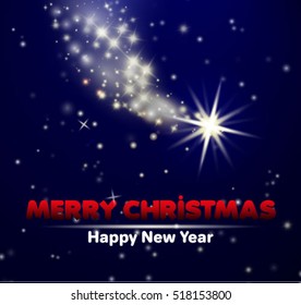 Merry Christmas Greeting Card,The bright star in the sky, the birth of Jesus