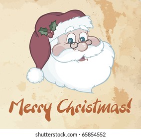 Merry Christmas Greeting With Classic Santa Claus Head