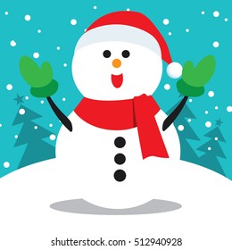 Merry Christmas greeting of cute Snowman