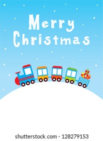 merry christmas greeting with full train of gifts