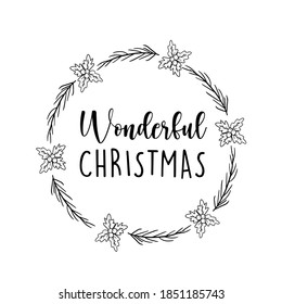Merry Christmas greeting. Christmas hand drawn cute doodles, stickers, illustrations and elements. 